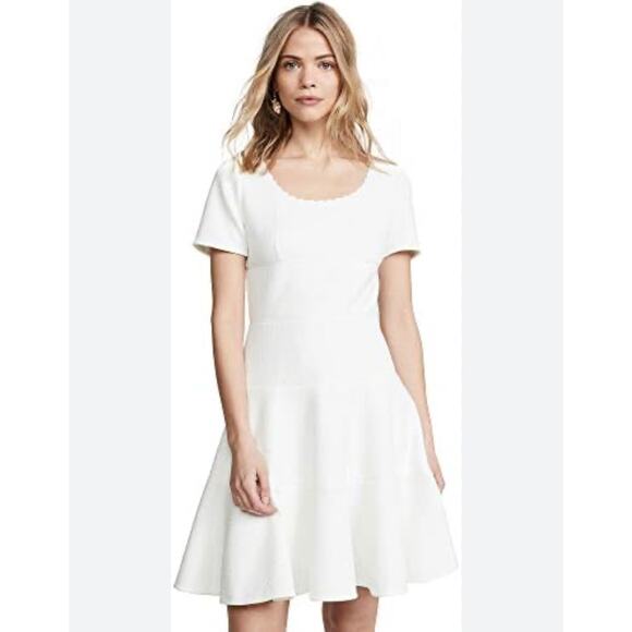 Rebecca Taylor White Knit Piqué A-Line Flutter Hem Dress  Sizes 6,8,14 NWT - Picture 1 of 11